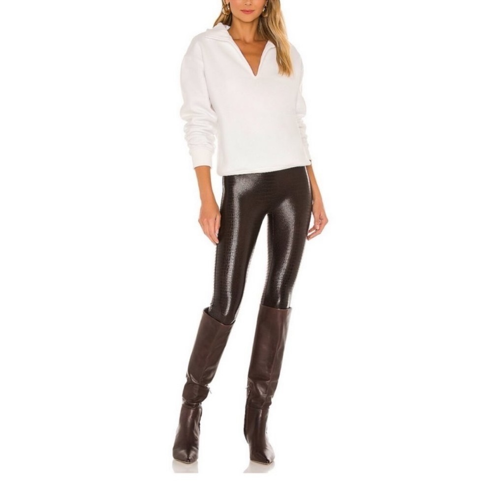 SPANX Faux Leather Croc Leggings Size XL
Brown Black